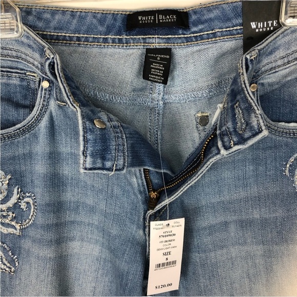 WHBM The Saint Honore Collection Stitch Designed Girlfriend Blue Jeans Size 8 - Picture 4 of 6